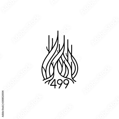Abstract Flame Shape with Number 499 Inside.