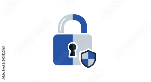 Canvastavla Digital Security Padlock and Shield Icon.
