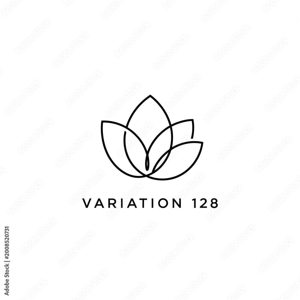 Obraz premium Minimalist Lotus Flower Logo Design with Text Variation 128.