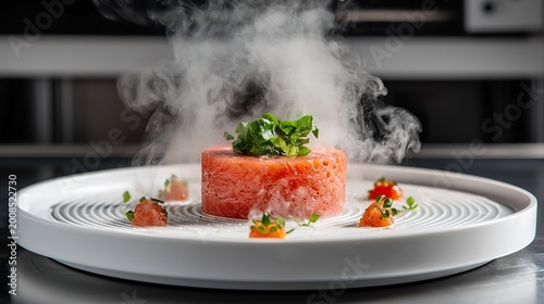 Personalized nutrient-dense food 3D printers printing nozzle, layered food texture, subtle steam, customizable meal