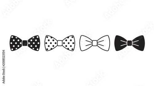 Tableau sur toile Bow tie silhouettes set with dotted pattern and solid black outline icons for we
