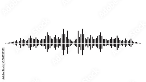Photos Audio waveform silhouette with black equalizer bars and dotted edges for sound v