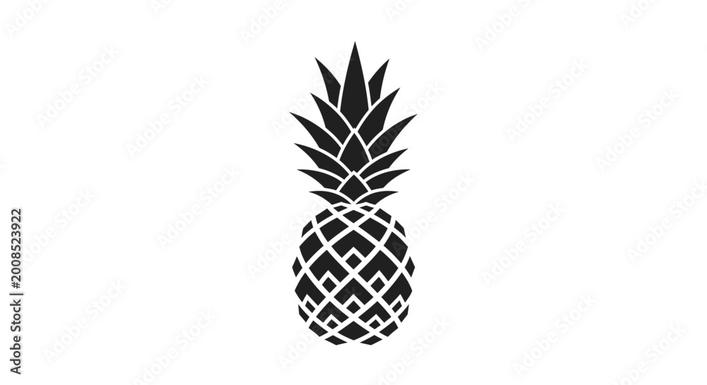 Obraz premium Black pineapple silhouette on white background