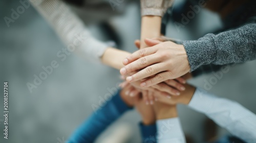 Hands stacked team cooperation concept