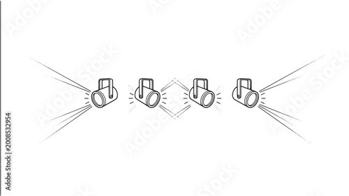 Photos Grappling hook silhouette line art set with four hooks, starburst effects, and o