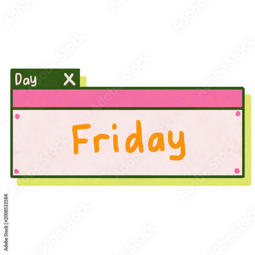 Friday Text On Cute Retro Browser Tab Graphic Illustration With Pastel Pink Background