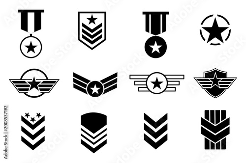 Set of military icon flat design on white background.