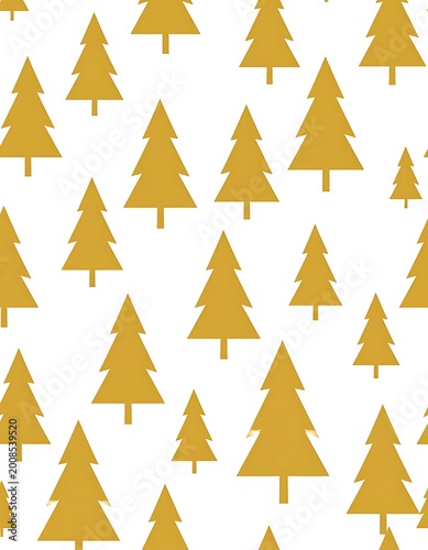 Golden Christmas Tree Pattern Background.