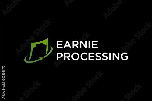 Earnie Processing Logo with Financial Symbol.
