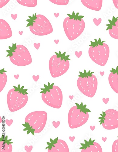Pink strawberry heart pattern background design.