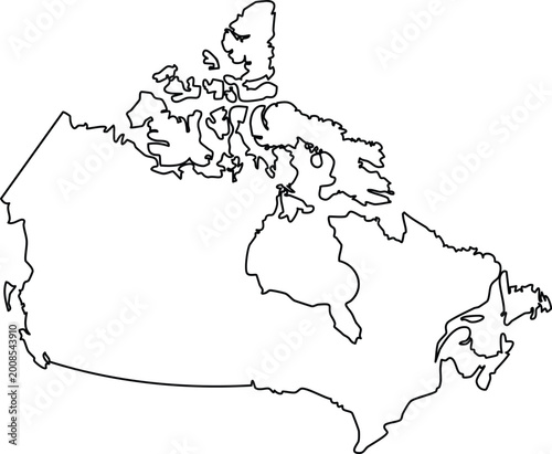 Black and white outline map of canada with provinces