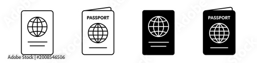 Photos International passport icon set