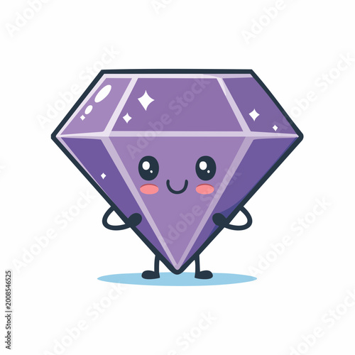 Cute Kawaii Purple Diamond Character