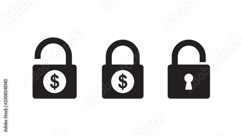 Tableau sur toile Locks security icons with dollar sign and keyhole symbols featuring lock, icon,