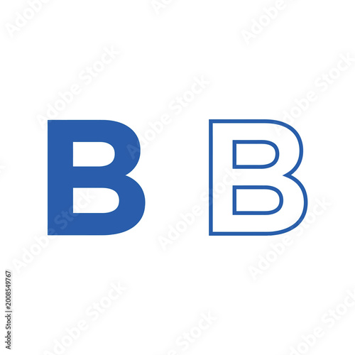 Free Download Blue Letter B Icon Set: Solid Filled and Outline Styles on White Background - GFXLoad