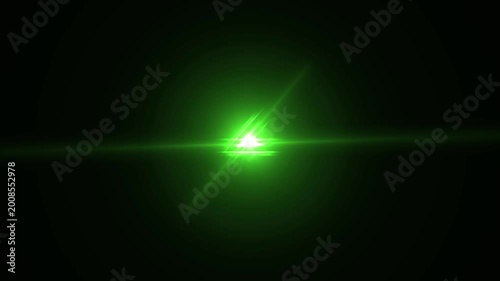 Abstract green light leaks bright blinking optical lens flare effect overlay on black, Flashing lens flare effect video, Sunlight lens flare light rays video