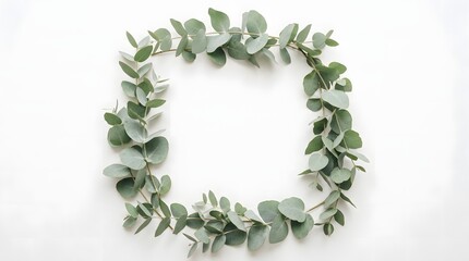 Eucalyptus wreath on white background