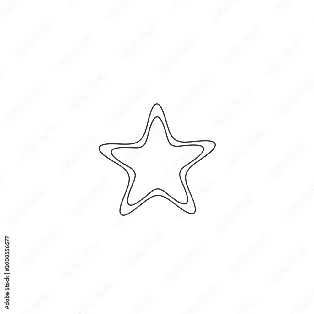 Obraz premium Simple Outline Star Shape with Wavy Edges.