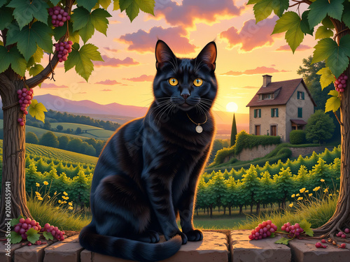 black cat in the garden