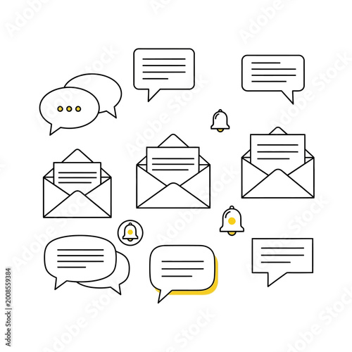 Valokuva Communication icons with speech bubbles.