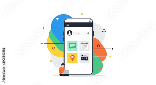 Modern Smartphone Interface Design with Abstract Elements.