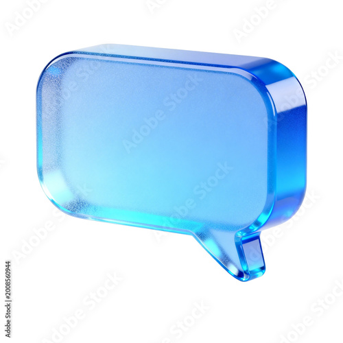 [Transparent Background PNG]Transparent Blue Glass Speech Bubble Icon