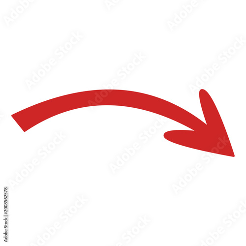 Flat Red Downward Arch Arrow