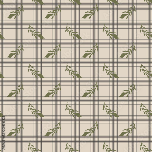 Checkered Botanical Leaf Green Texture