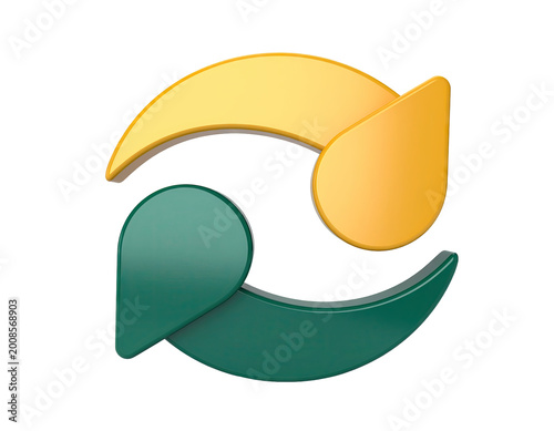 Abstract 3D Logo with Yellow and Green Droplet Shapes