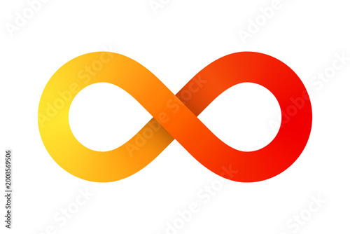 Yellow red gradient infinity symbol isolated. Vector