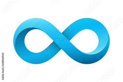 Light blue 3D infinity sign mobius strip isolated. Vector