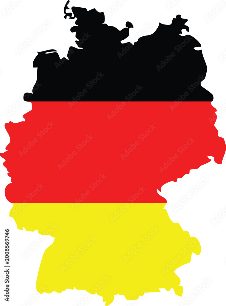 Fototapeta premium Germany map in black, red, and yellow flag colors