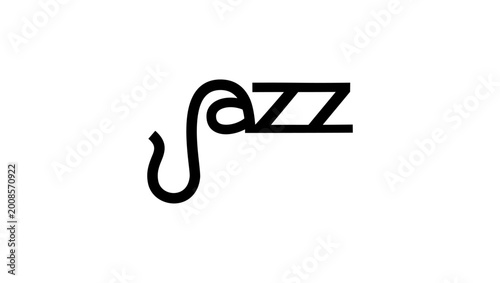Photography hand drawn line art word jazz , black isolated vector silhouette