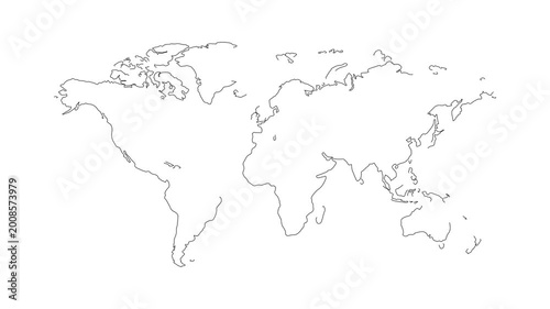 continuous one line art drawing of world map 4k motion graphic video on white background