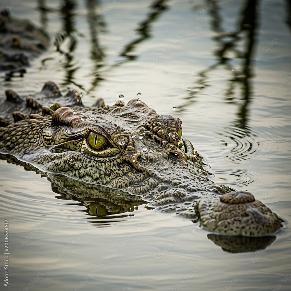 Fototapeta premium Crocodile in water with eye.