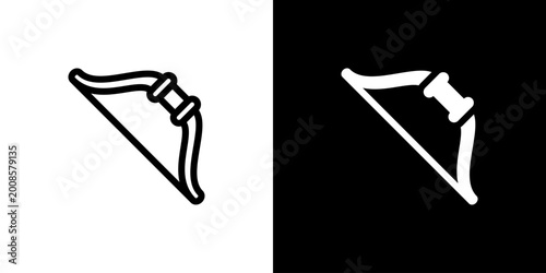 Photos Longbow Weapon icon concept with flat Black White Background