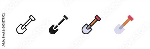 Foto Mining Shovel icon multiple style collection