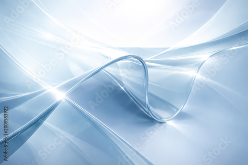 Shimmering translucent glass ribbons flow , generated, AI