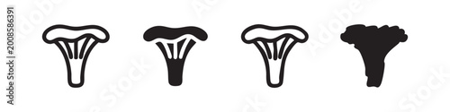 Bild auf Leinwand Chanterelle mushroom icons set for wild foraging and culinary ingredients
