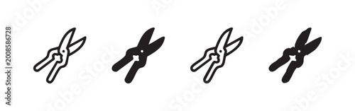 Fotografie Pruning Shears Garden Tool Icon Set - Scissors for Gardening and Landscaping