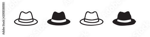Tableau sur toile Classic Fedora Hat and Gentleman Fashion Icon Set