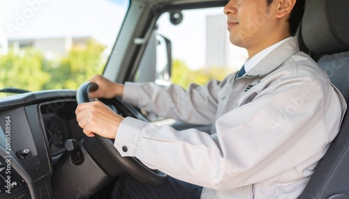 トラックを運転しているドライバー