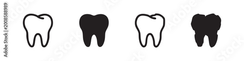 Photos Human Molar Tooth Icon Set - Hand Drawn and Minimalist Dental Care Symbols