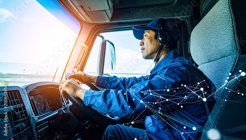 トラックを運転しているドライバー