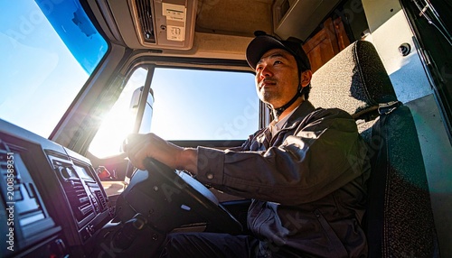 トラックを運転しているドライバー