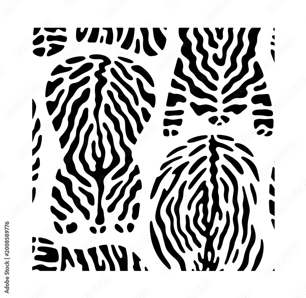 Fototapeta premium animal skin vector seamless pattern. black and white color animal skin texture background.