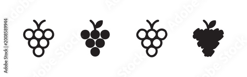 Foto Grapes Fruit Icon Variations - Minimalist Outline, Solid Glyph, and Hand-Drawn S