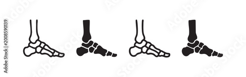 Photos Human Foot Skeleton Icon Set - Bone Anatomy of Foot and Ankle in Different Desig