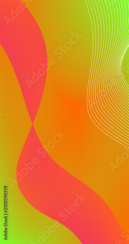 Waves on Orange Red Abstract Copy Space Gradient Background