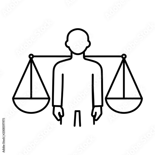Vector of a person holding balanced scales in each hand